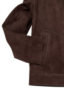 Clint Male Brown Mandarin Collar Double-Sided Suede Leather Jacket | Derimod