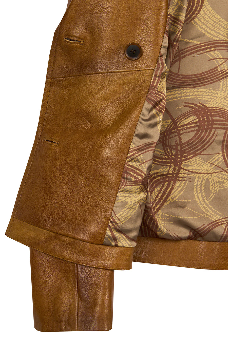 Gabriela Woman Camel A-Form Double-Breasted Leather Jacket