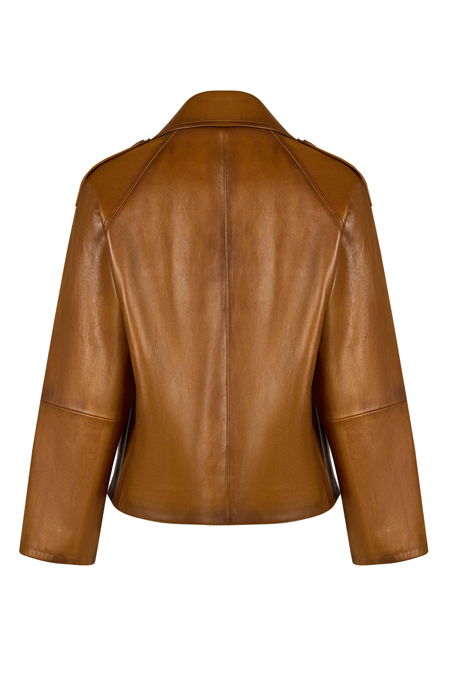 Gabriela Woman Camel A-Form Double-Breasted Leather Jacket