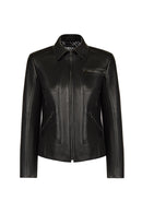 Kim Woman Black Leather Jacket | Derimod