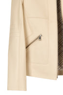 Kim Woman Ecru Short Leather Jacket | Derimod