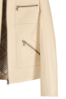 Kim Woman Ecru Short Leather Jacket | Derimod