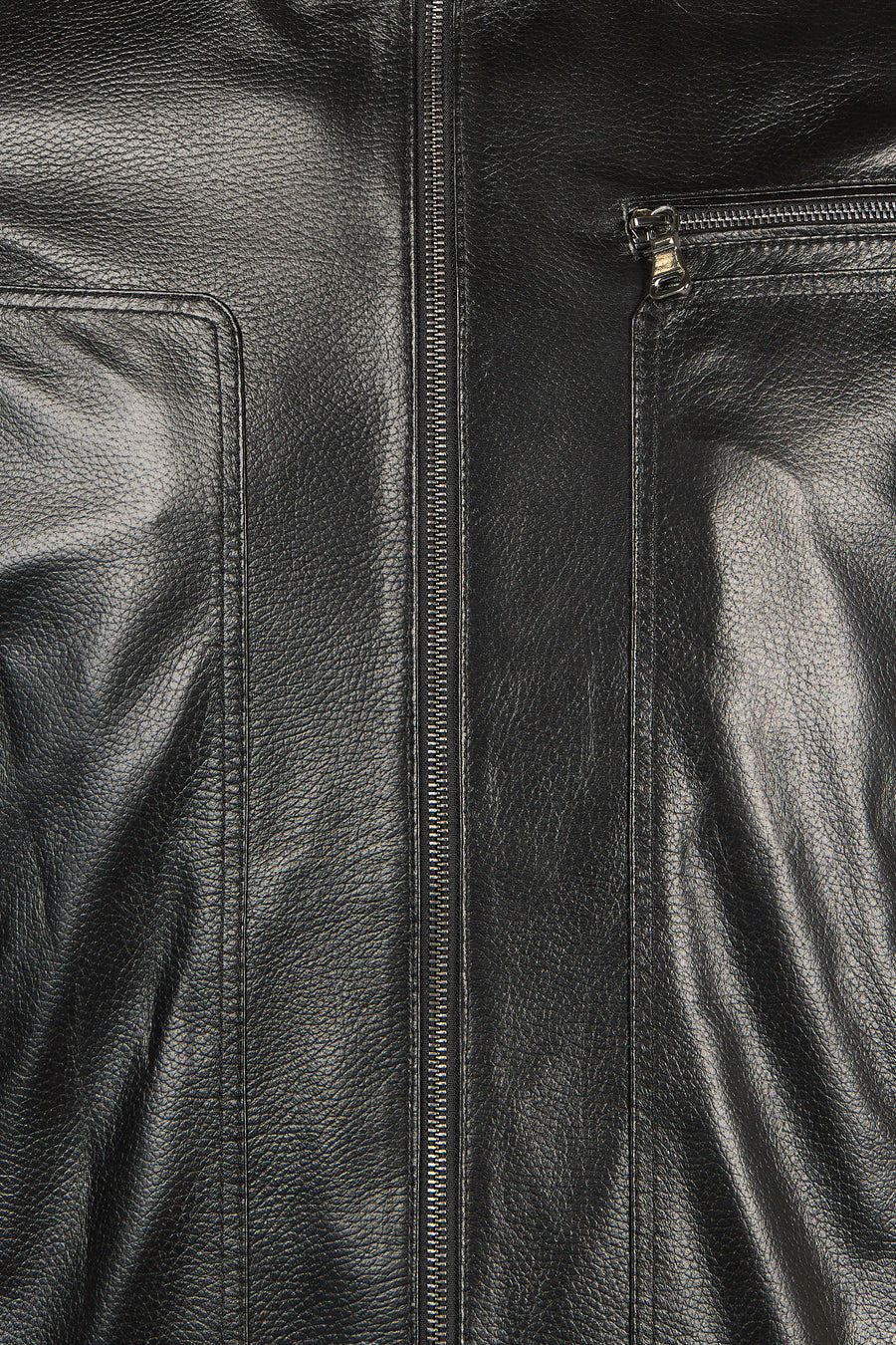 Felibe Male Black Mandarin Collar Leather Jacket