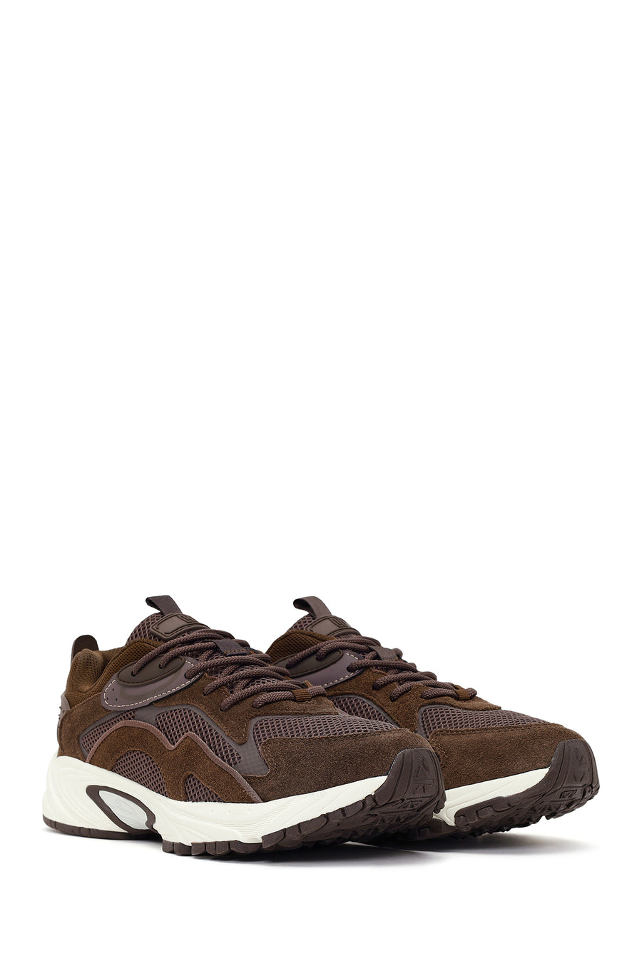 Male Brown Lace-Up Thick-Soled Leather Sneaker