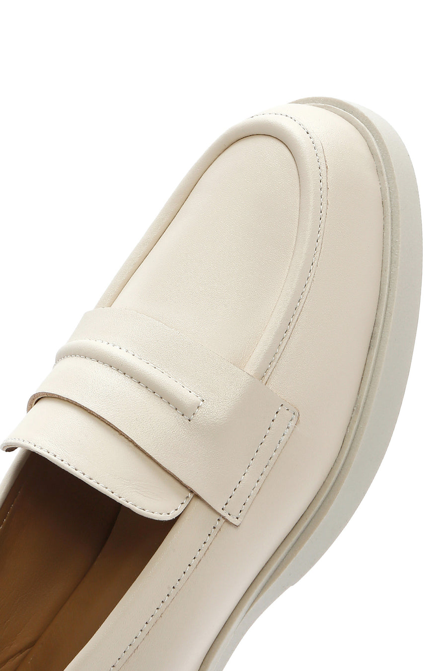 Women's Cream Leather Masculine Loafer