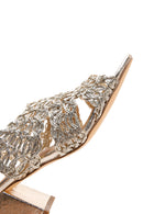 Women's Gold Braided Metallic Chunky Low Heel Sandals | Derimod