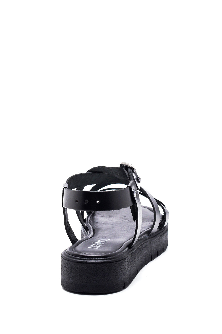 Women's Black Leather Flat Bodrum Sandals