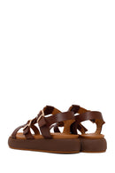 Woman Brown Buckled Thick-Soled Leather Sandal | Derimod