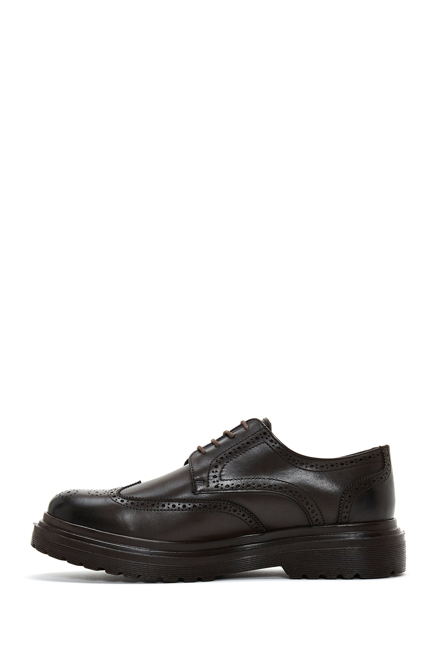 Men's Brown Leather Thick Soled Casual Shoes