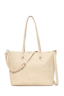 Woman Cream Long-Strap Braided Shoulder Bag | Derimod