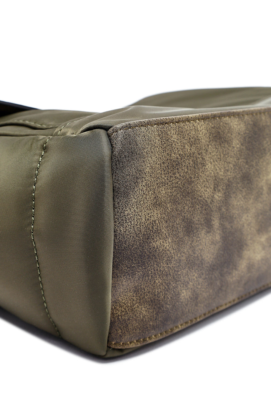 Woman Khaki Long-Strap Fabric Shoulder Bag