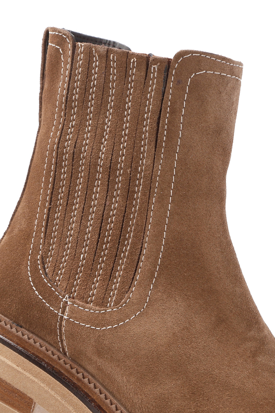 Woman Tan Suede Leather Chelsea Bot