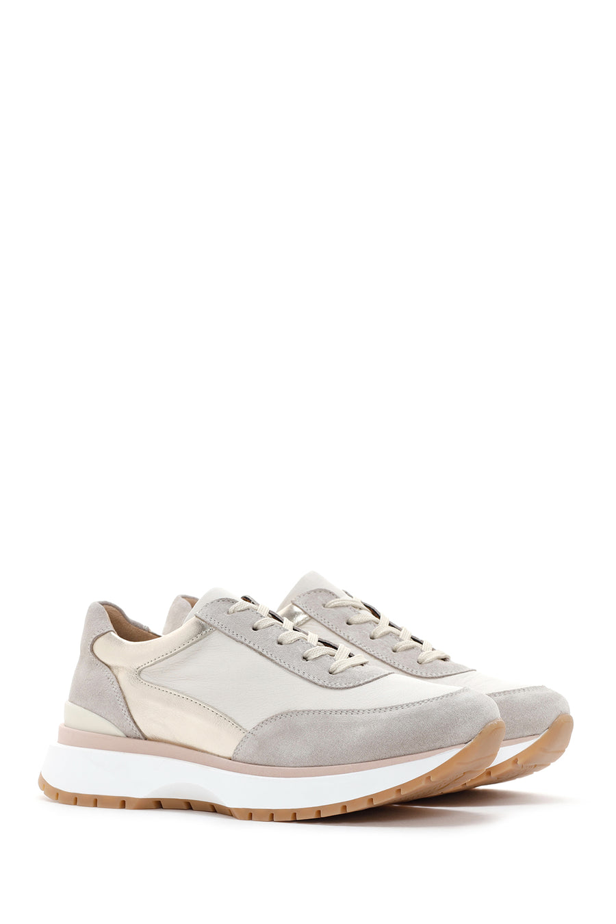 Women's Beige Leather Suede Detailed Sneaker