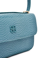 Women's Blue Printed Long Strap Crossbody Bag | Derimod