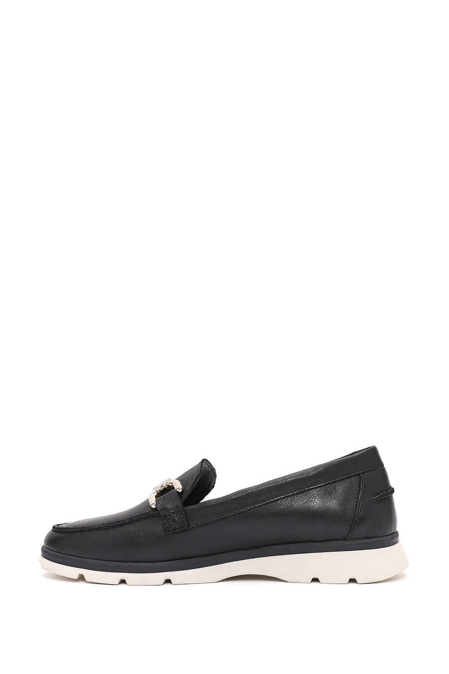 Women's Black Buckle Detail Comfort Loafer