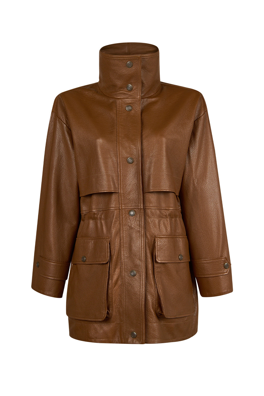 Sienna Woman Brown Oversize Leather Coat