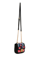 Women's Black Long Strap Printed Crossbody Bag | Derimod