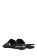 Women's Black Leather Slippers | Derimod
