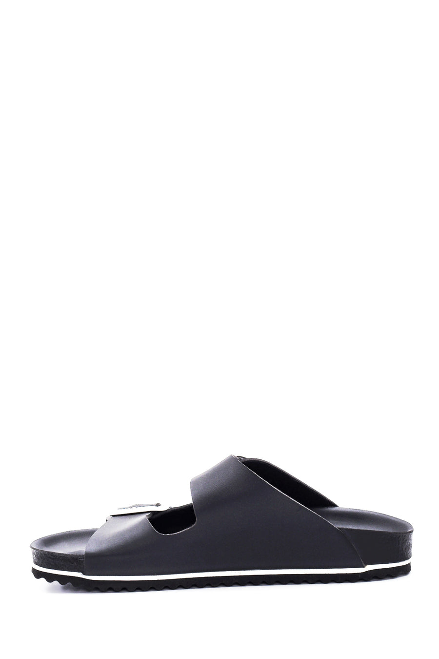 Women's Black Double Buckle Slippers