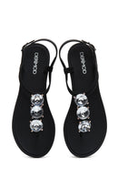 Women's Black Stone Flip Flops Sandals | Derimod