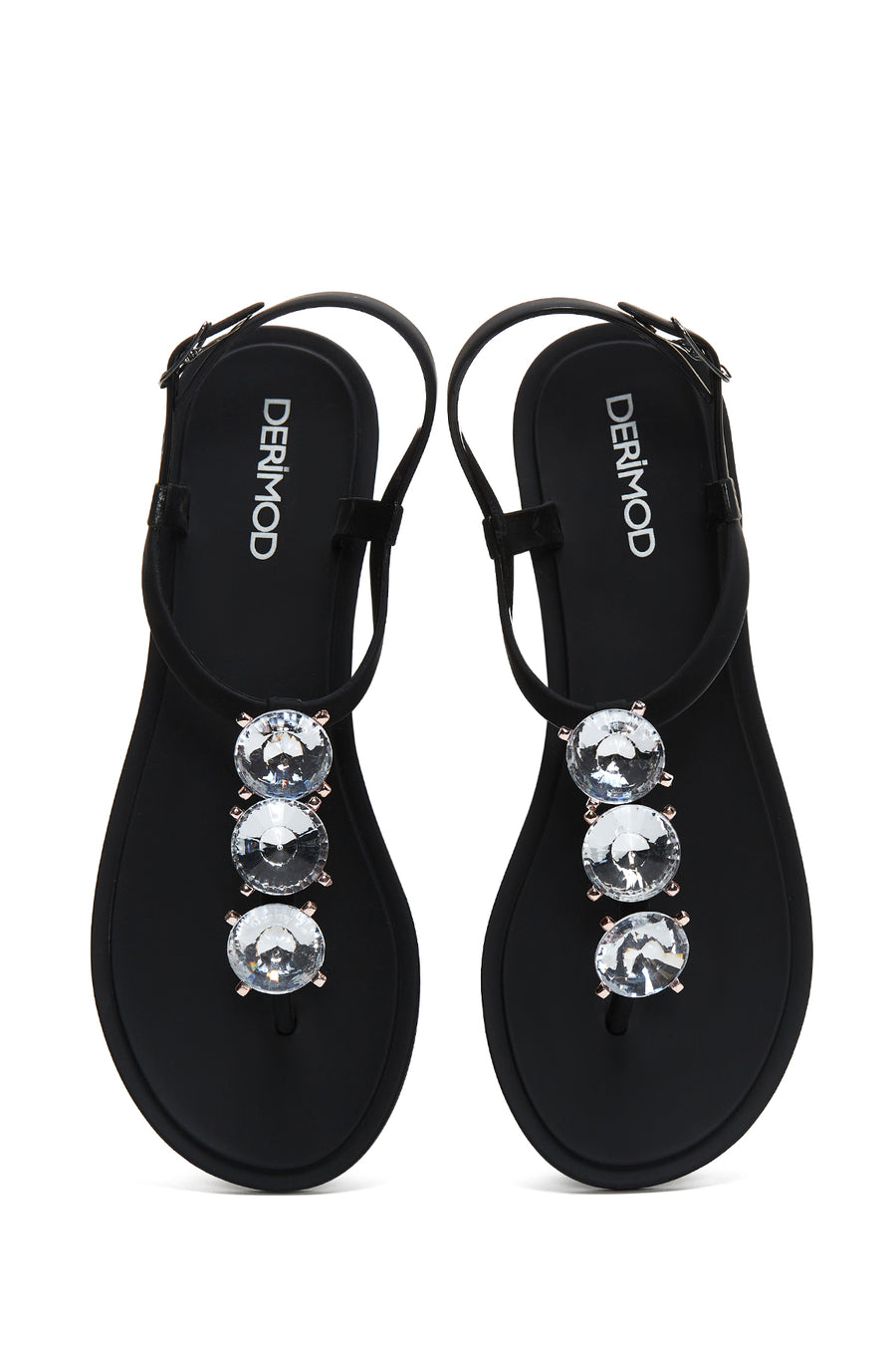 Women's Black Stone Flip Flops Sandals