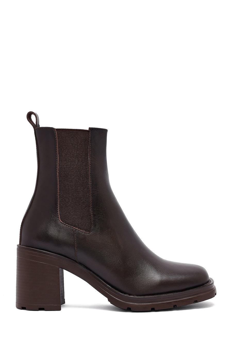 Woman Brown Chunky Heels Leather Boat 25WFD153218 | Derimod