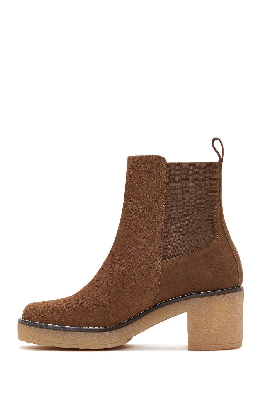 Women's Tan Suede Leather Heeled Boots