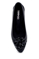 Women's Leather Flower Detailed Ballerinas | Derimod