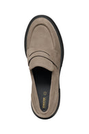 Geox Women's Mink Spherica Ec15 Thick Heel Suede Leather Masculine Loafer | Derimod
