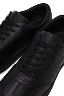 Erkek Siyah Bağcıklı Deri Casual Sneaker | Derimod