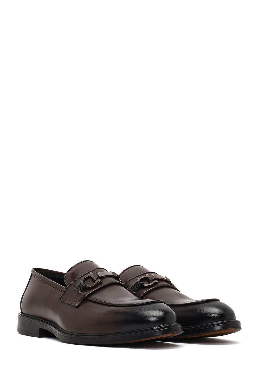 Men Brown Buckled Leather Loafer