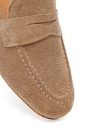 Kadın Bej Süet Deri Maskülen Loafer | Derimod