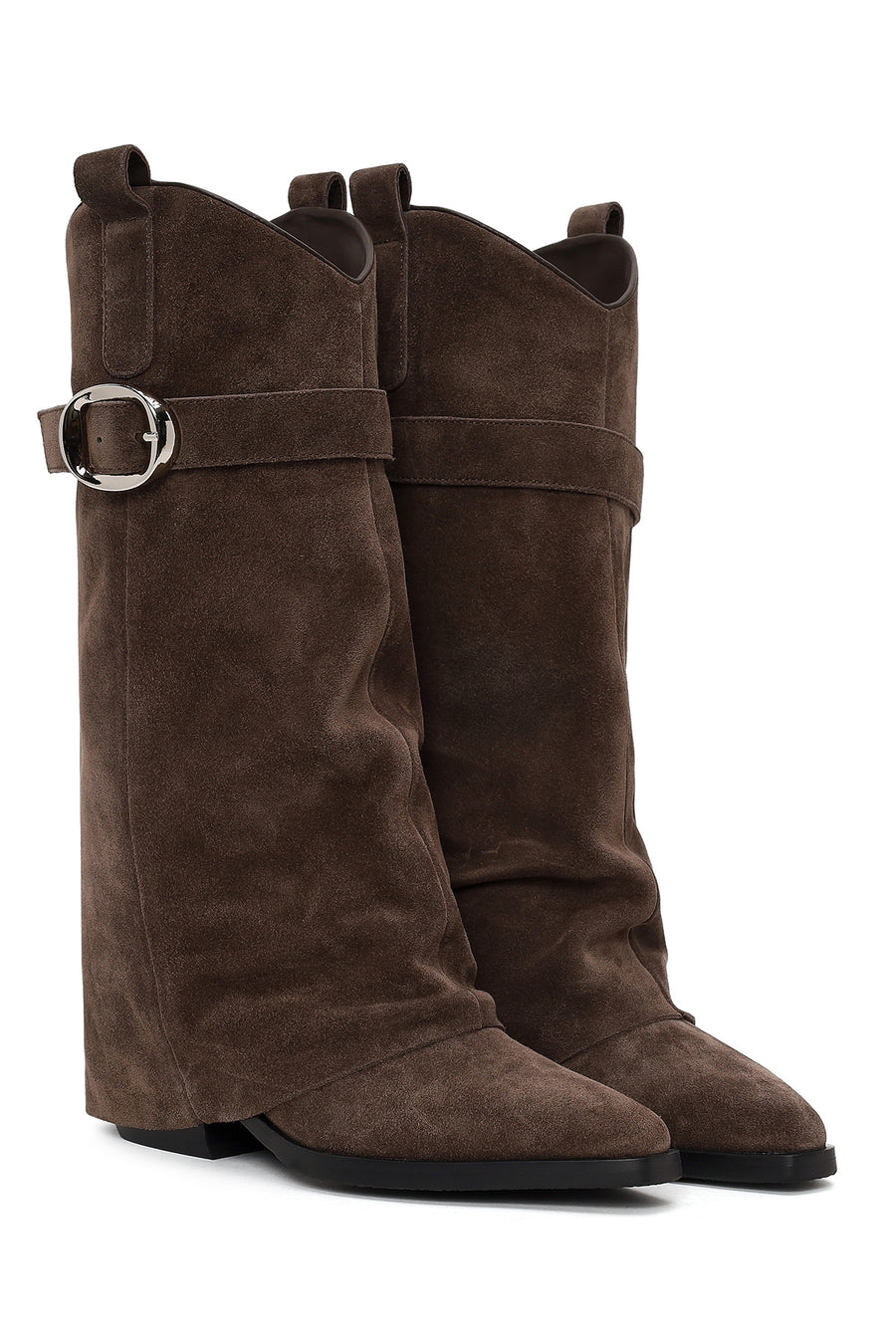 Woman Mink Thick-Heeled Suede Boot