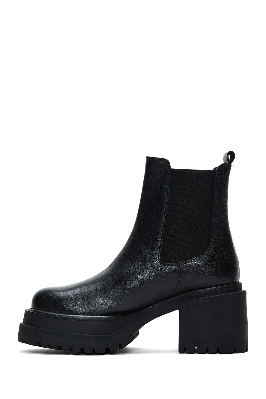 Women's Black Leather Heeled Chelsea Boots