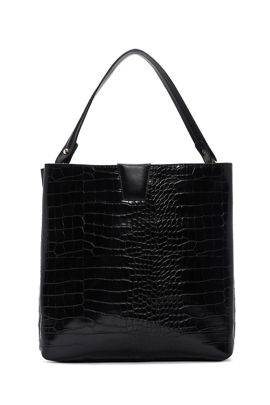 Women's Black Crocodile Cross Bag