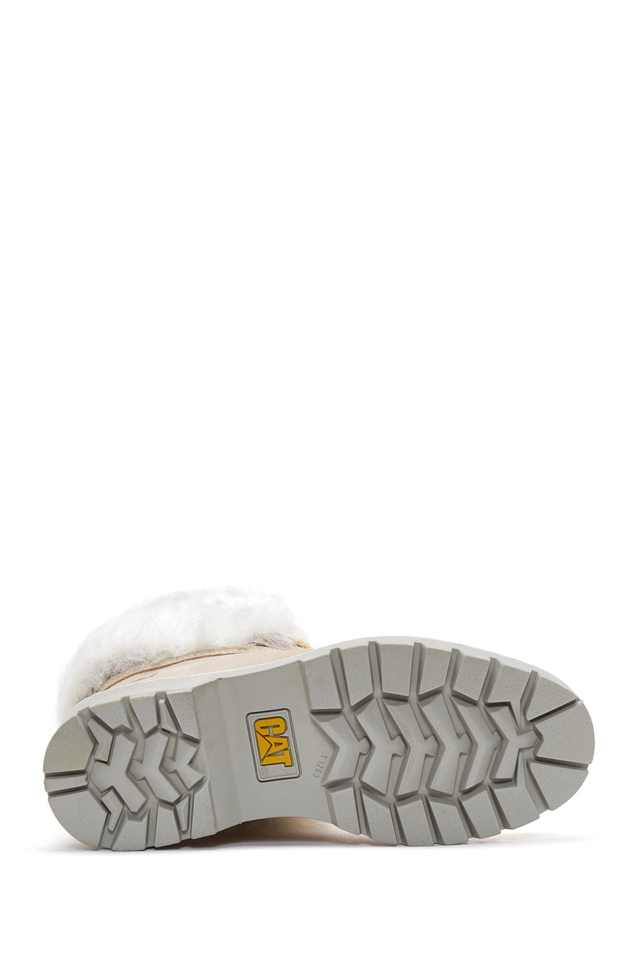 Caterpillar Women's Beige Utah Fur Nubuck Leather Lace Up Boots