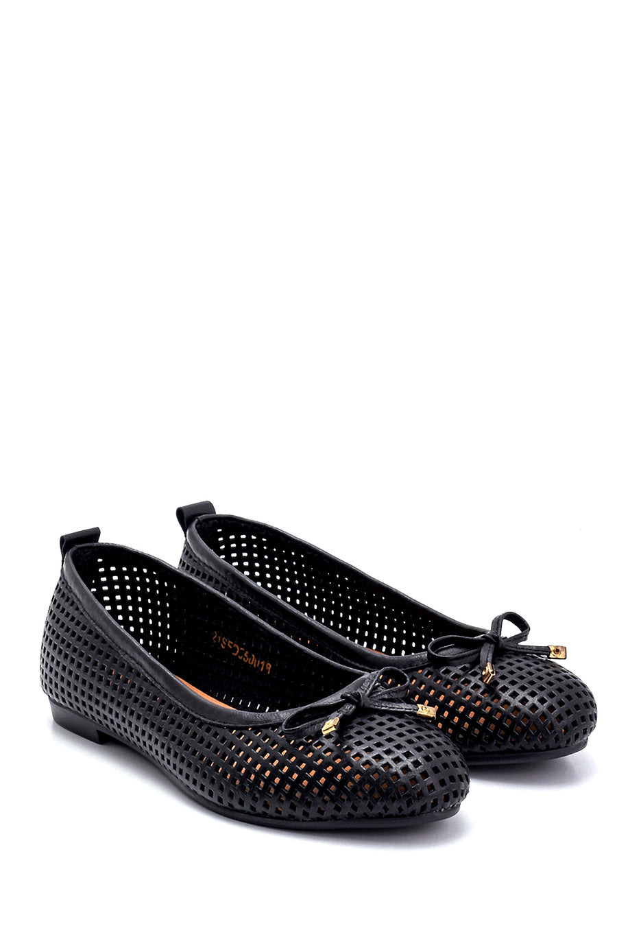 Women's Leather Bow Detailed Ballerinas