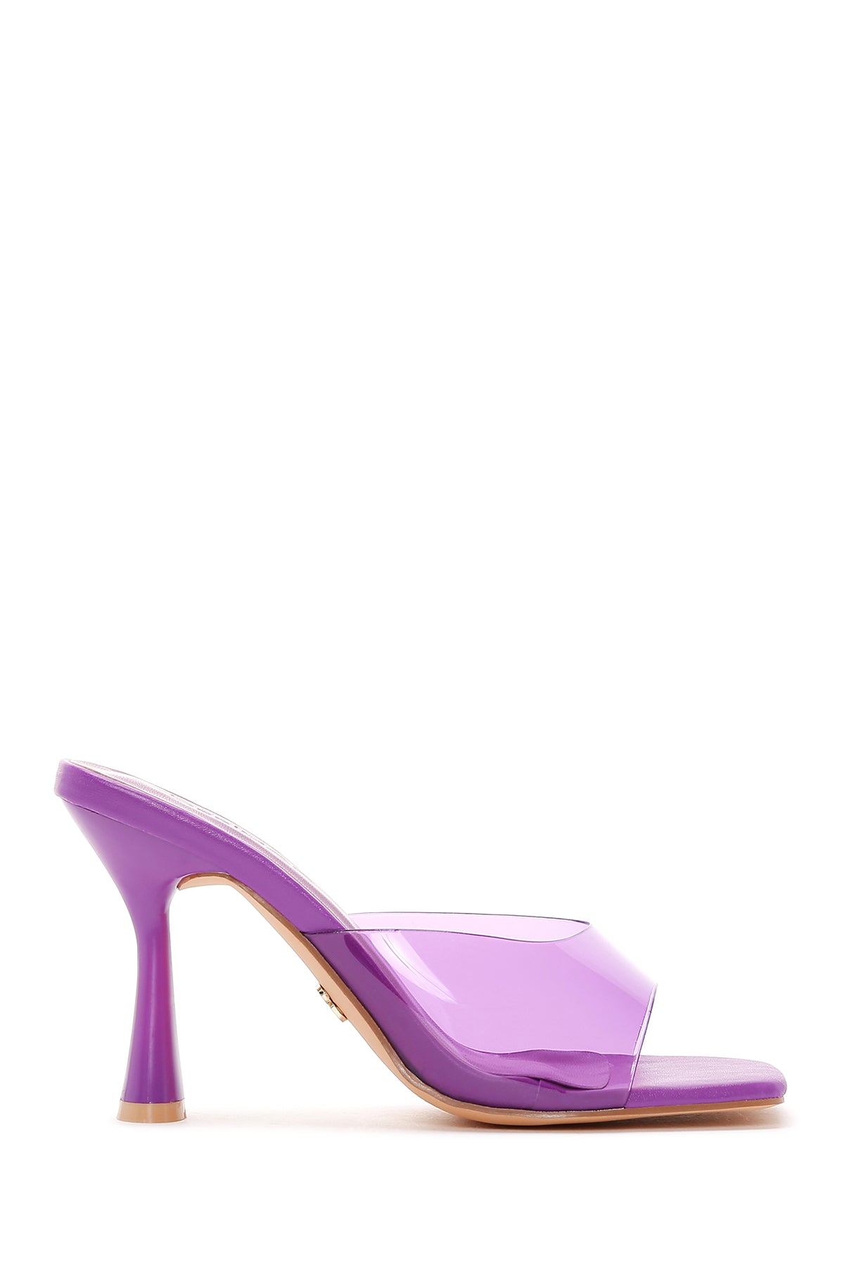 Women's Purple Vinyl Heeled Slippers 23SFE4934PV | Derimod
