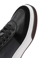 Men's Black Lace-up Thick-Sole Leather Sneaker | Derimod