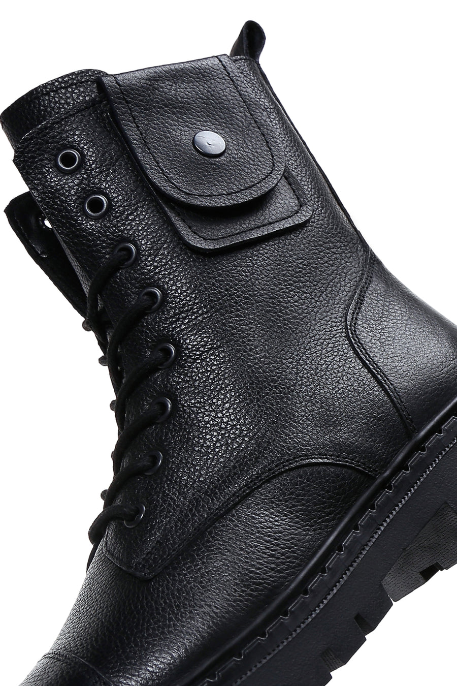 Male Black Zip Closure Leather Combat Boots