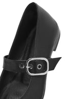 Women's Black Buckle Leather Ballerinas | Derimod