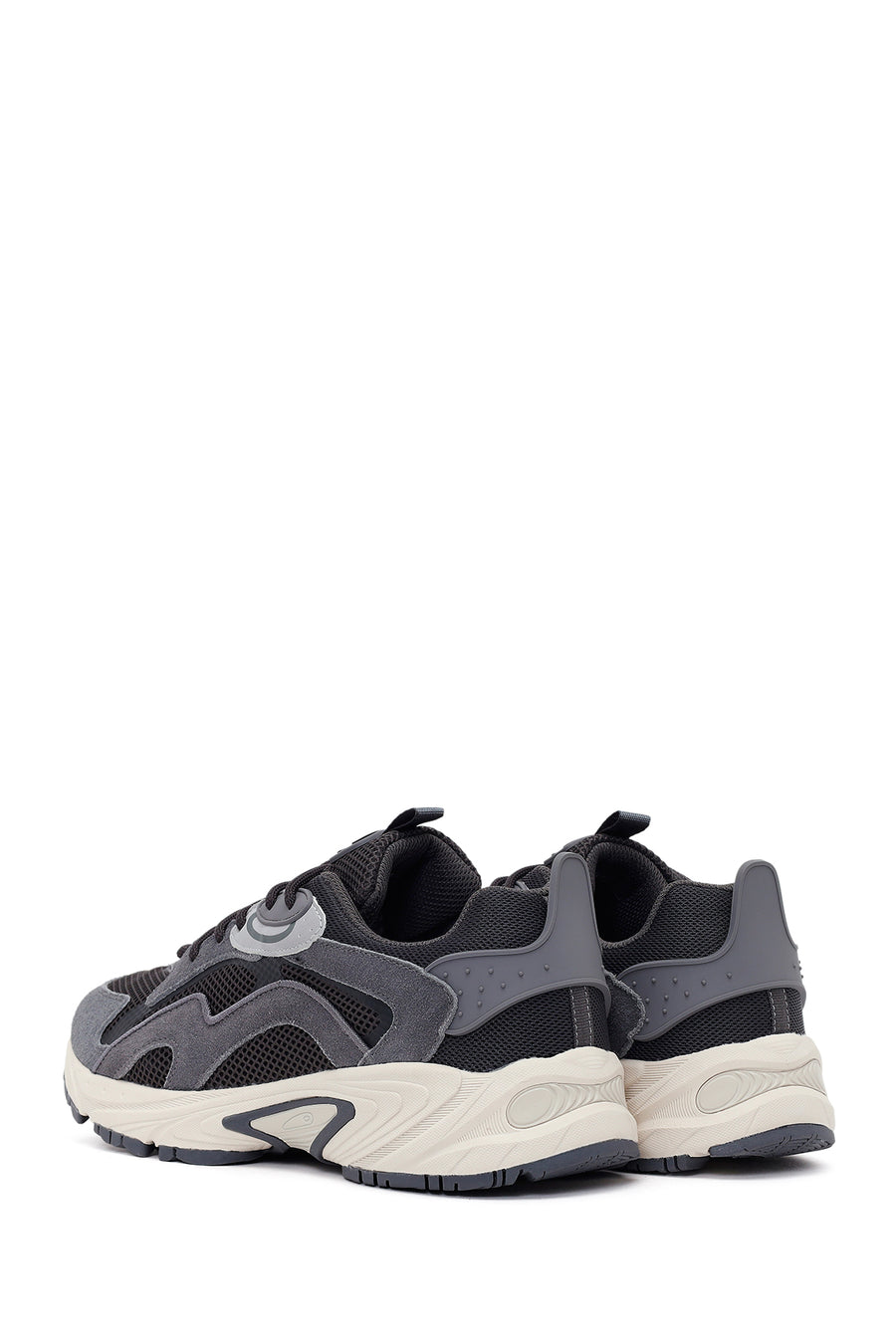 Male Gray Lace-Up Thick-Soled Leather Sneaker