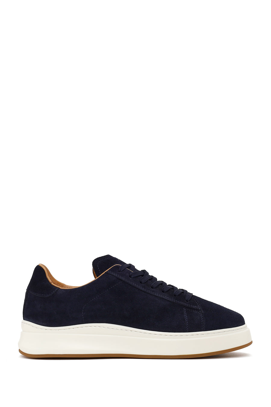 Erkek Lacivert Bağcıklı Kalın Tabanlı Süet Deri Sneaker WM710014DS | Derimod