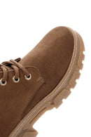 Women's Tan Suede Thick Soled Zippered Boots | Derimod