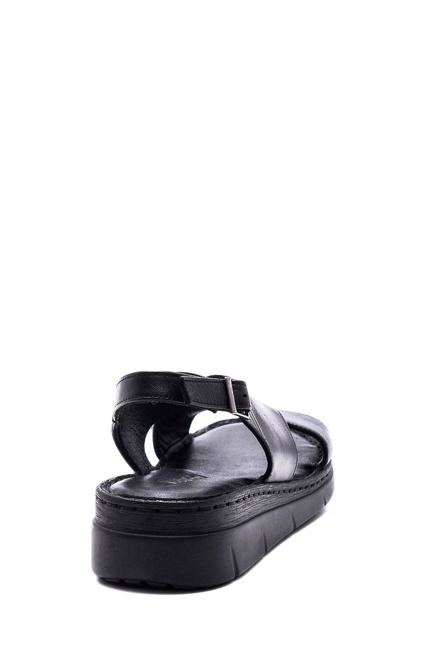 Women's Black Leather Comfort Sandals