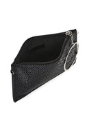 Women's Black Stone Long Chain Strap Evening Clutch Bag | Derimod