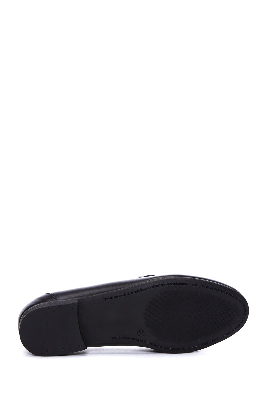 Women's Black Leather Buckle Loafer