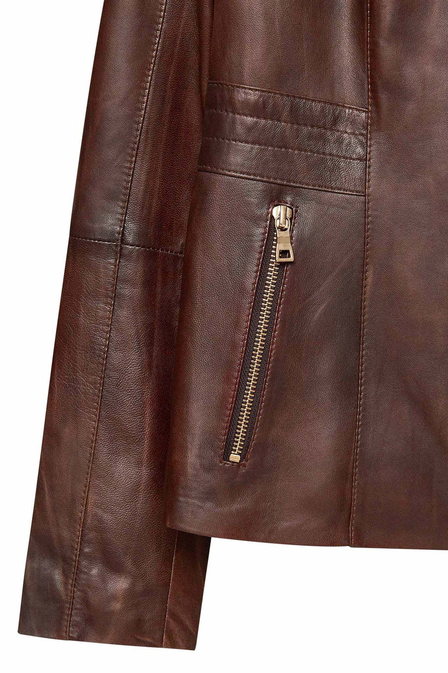 Lydia Women's Brown Short Leather Jacket