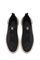 Male Black Lace-Up Patterned Fabric Sneaker | Derimod