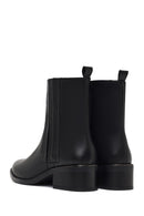 Woman Black Zip Closure Leather Boots | Derimod